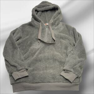 REACH ME Women’s Large Gray Fuzzy Fleece Pullover Jacket